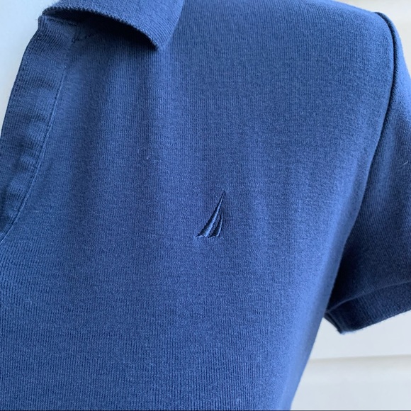 •Nautica• Navy Blue Collared V-Neck Top-Size Large - Picture 4 of 8